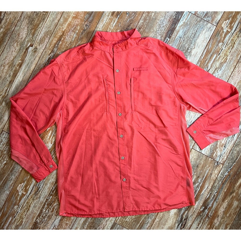 RailRiders Bonefish Shirt Mens Large Coral Red Mesh Vented Fishing Hiking